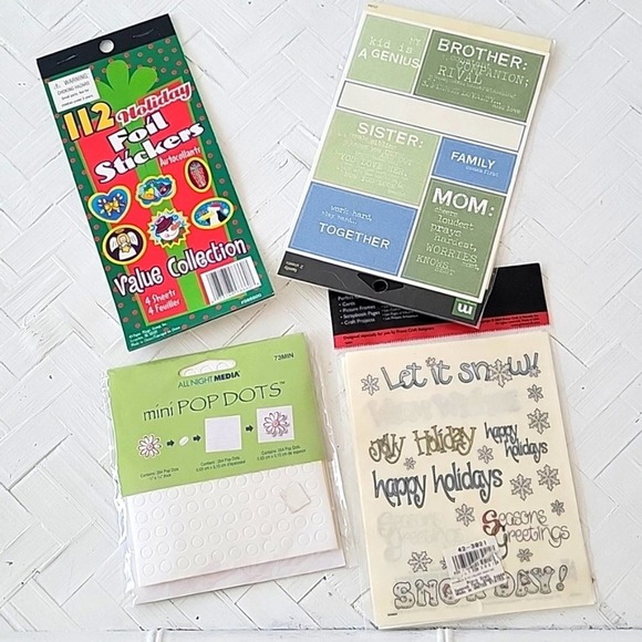 Lot of 17 Different Crafting Items Stickers Charms Stencil Utensil Letters - Picture 4 of 8